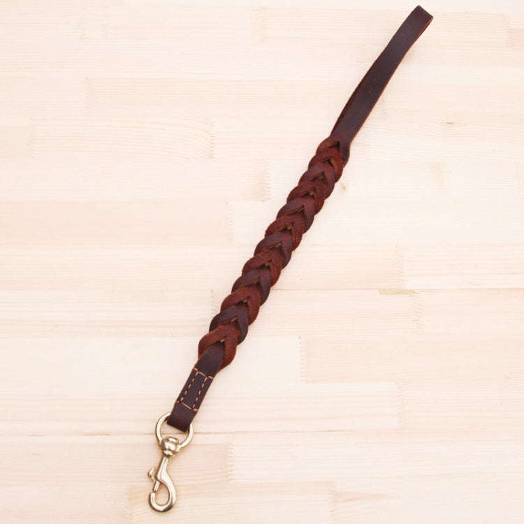 1.8x50cm Leather Pet Leash Short Pull Rope Dog Chain(Coffee)