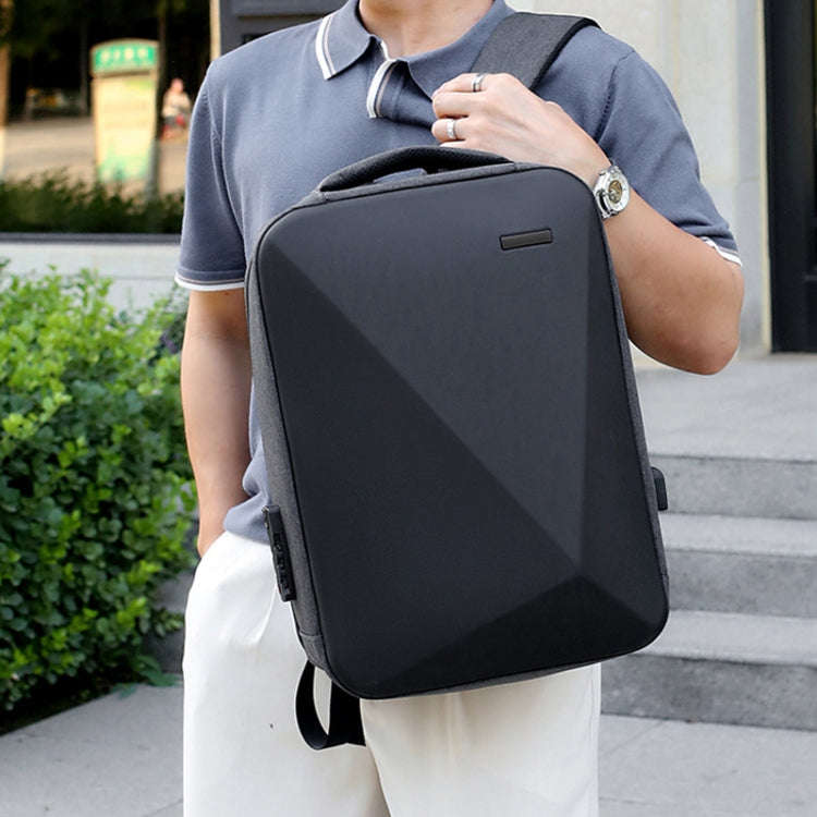 16 inch Large Capacity Password Lock Anti-Theft Laptop Backpack With USB Port(Dark Gray)