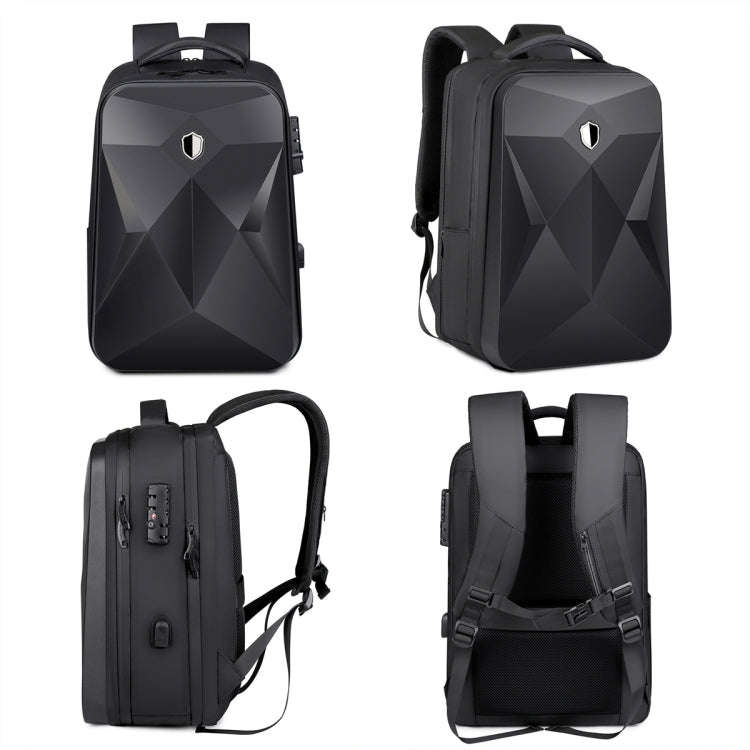 17 inch Password Lock Large Capacity Waterproof Laptop Backpack with USB Port(Black)