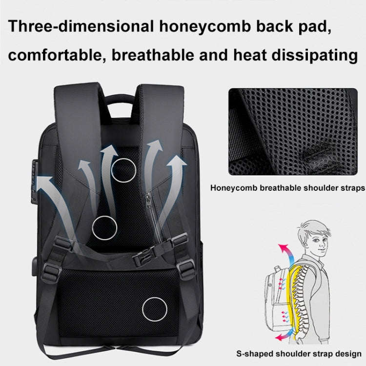 17 inch Password Lock Large Capacity Waterproof Laptop Backpack with USB Port(Black)