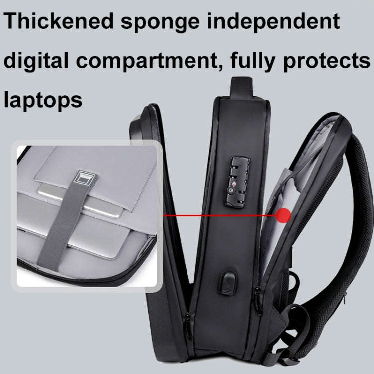 17 inch Password Lock Large Capacity Waterproof Laptop Backpack with USB Port(Black)