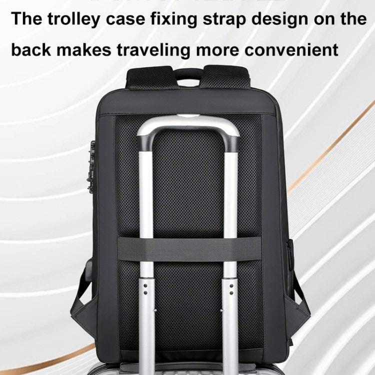 17 inch Password Lock Large Capacity Waterproof Laptop Backpack with USB Port(Black)
