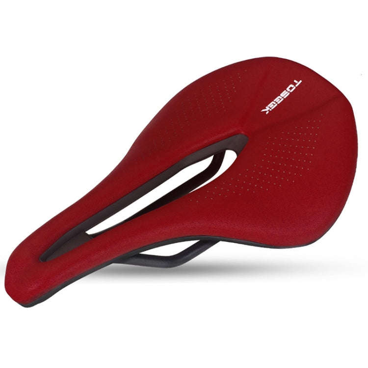 TOSEEK Bicycle Wide Seat Cushion Shock Absorption Comfortable Saddle, Color: Red