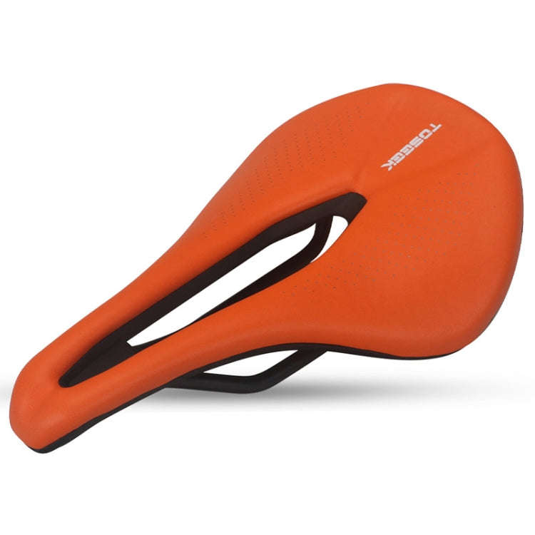 TOSEEK Bicycle Wide Seat Cushion Shock Absorption Comfortable Saddle, Color: Orange
