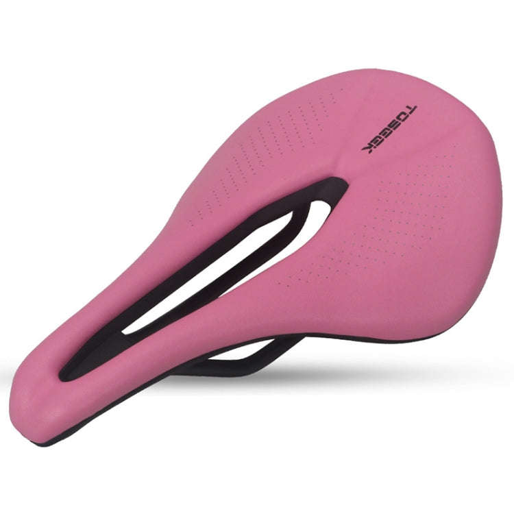 TOSEEK Bicycle Wide Seat Cushion Shock Absorption Comfortable Saddle, Color: Pink