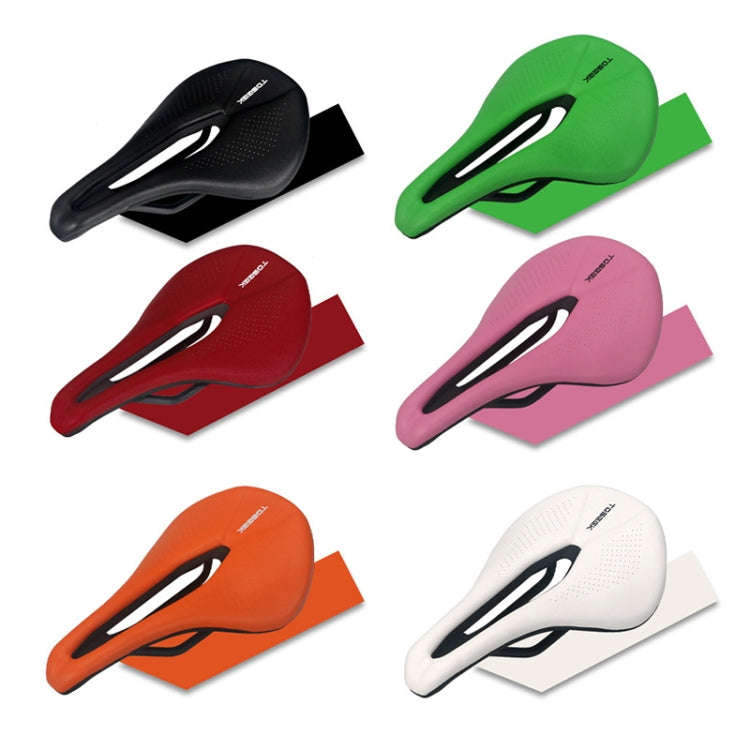TOSEEK Bicycle Wide Seat Cushion Shock Absorption Comfortable Saddle, Color: Black