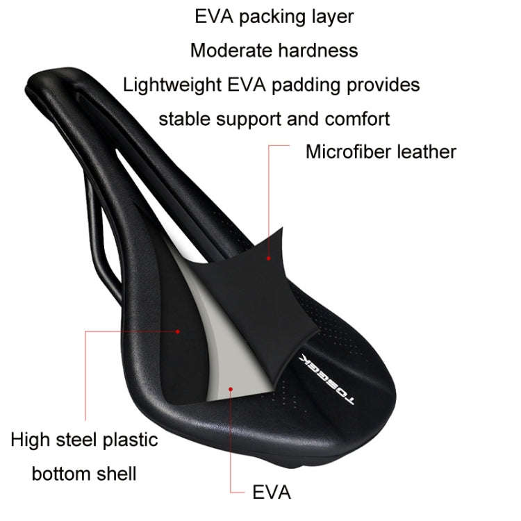 TOSEEK Bicycle Wide Seat Cushion Shock Absorption Comfortable Saddle, Color: White