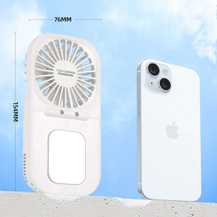 USB Charging Folding Outdoor Handheld Mini Cold Compress Fan Desktop Cooling Fan(Navy Blue)