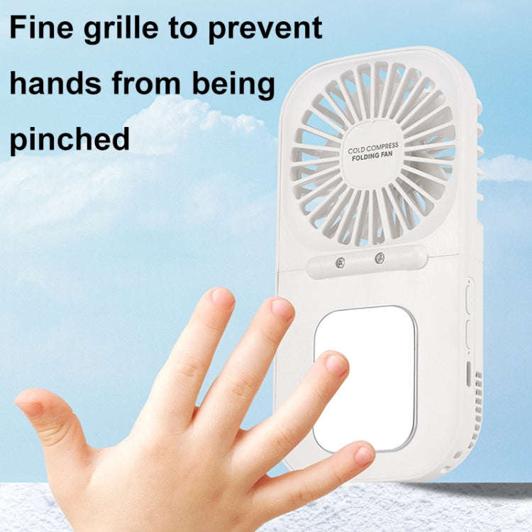 USB Charging Folding Outdoor Handheld Mini Cold Compress Fan Desktop Cooling Fan(Navy Blue)