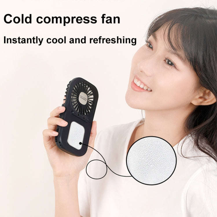 USB Charging Folding Outdoor Handheld Mini Cold Compress Fan Desktop Cooling Fan(Navy Blue)