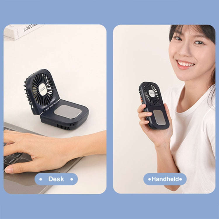 USB Charging Folding Outdoor Handheld Mini Cold Compress Fan Desktop Cooling Fan(Navy Blue)