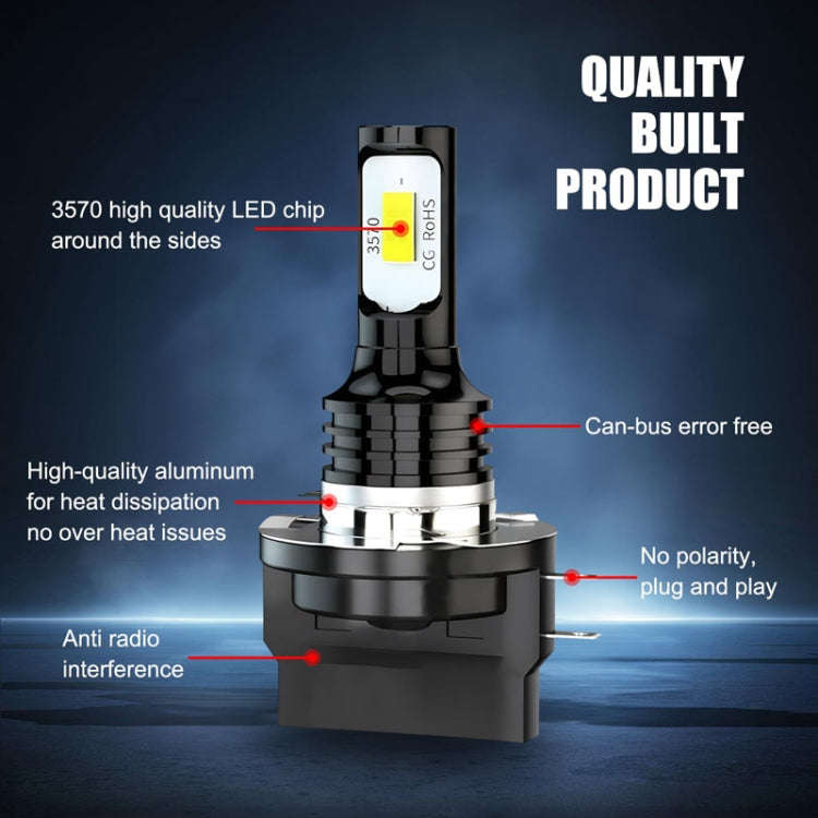 2pcs H11B 3570 2LED 80W Car Headlight Bulbs High Bright Fog Lights(Yellow)
