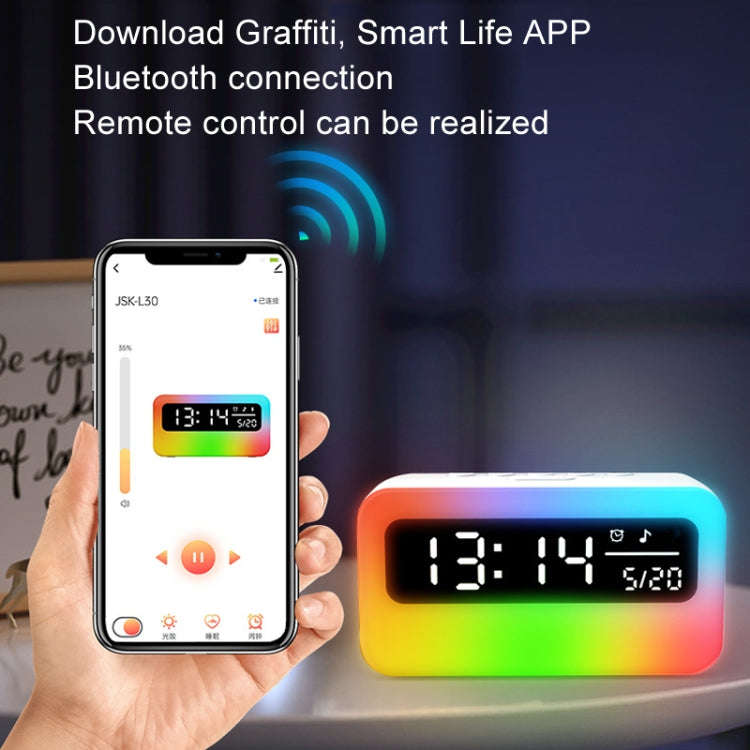 JSK-L30 Bluetooth Speaker Atmosphere Alarm Clock Regularly Wake Up APP Smart Home Charging Night ...