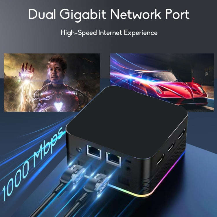T9 Plus N100 DDR5 8G+256G UK Plug 12th Alder Lake Dual Gigabit LAN+3 HDMI 4K HD Pocket Mini PC