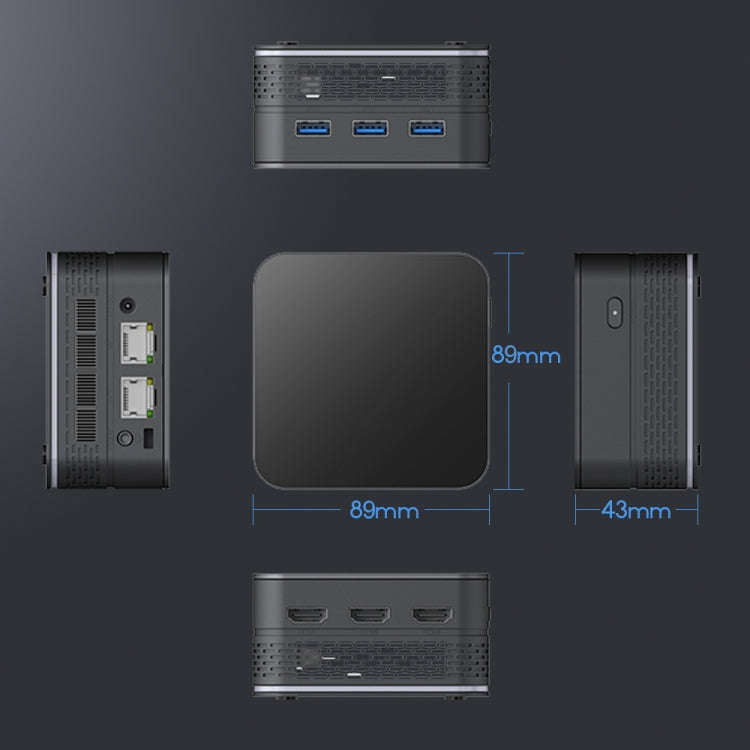 T9 Plus N100 DDR5 8G+256G UK Plug 12th Alder Lake Dual Gigabit LAN+3 HDMI 4K HD Pocket Mini PC