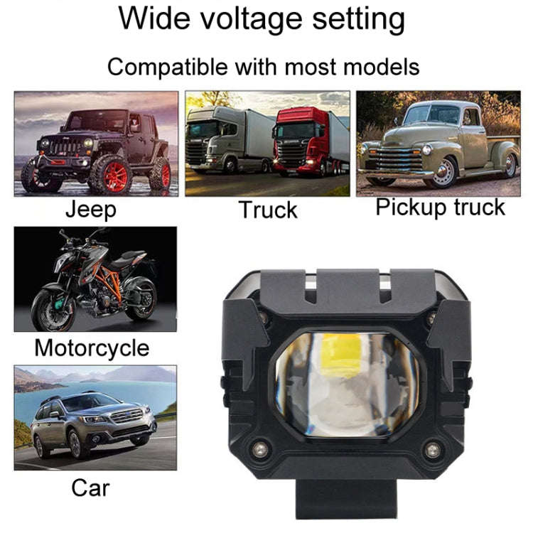Motorcycle Strong Light With Lens Spotlight Electrical Bike Conversion Spotlight Paving Light(Whi...