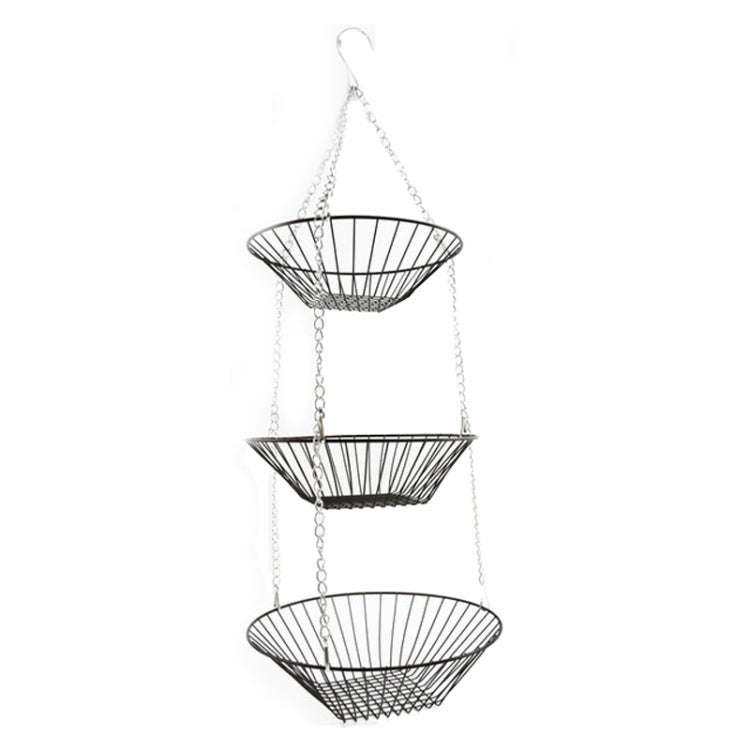 3-tier Hanging Fruit Basket Wrought Iron Fruit Vegetable Storage Organizer(Bronze)