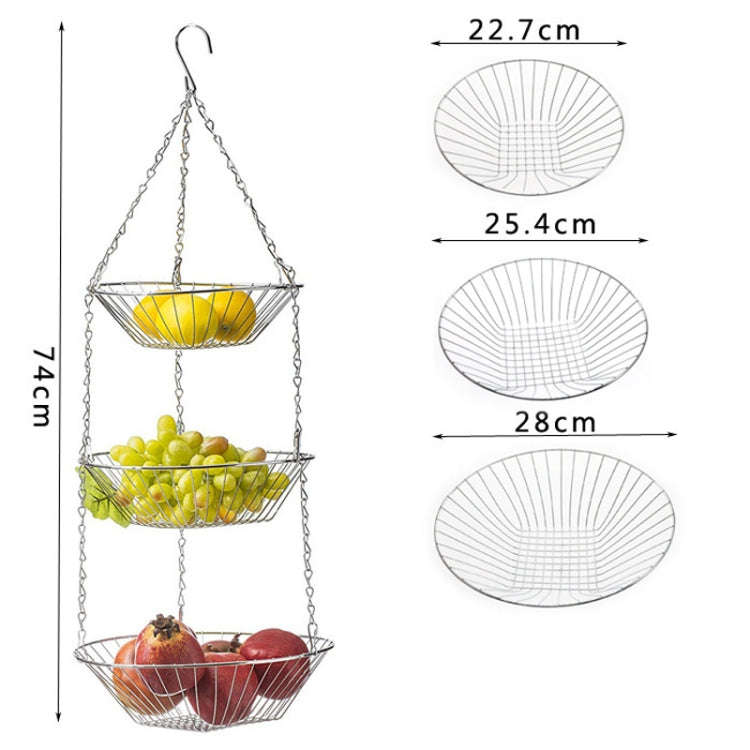 3-tier Hanging Fruit Basket Wrought Iron Fruit Vegetable Storage Organizer(Bronze)