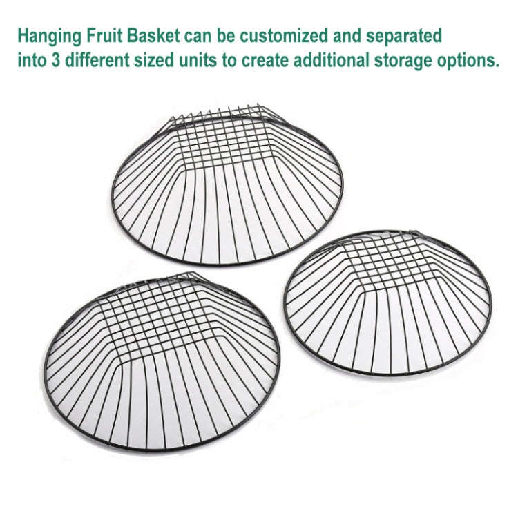 3-tier Hanging Fruit Basket Wrought Iron Fruit Vegetable Storage Organizer(Silver)