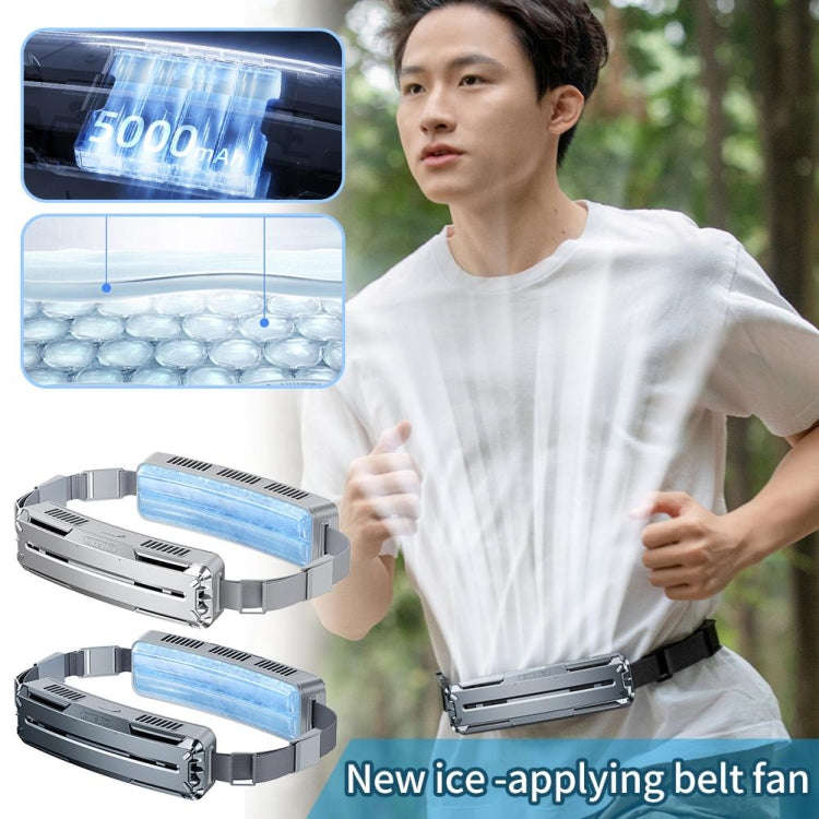 Ice Belt Outdoor Sports Cooling Fan Portable Mini Waist Fan(Silver Gray)