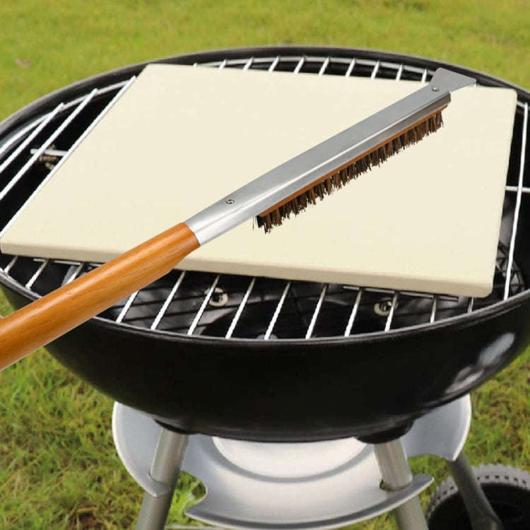 21 Inch Wooden Handle Pizza Oven Brush with Stone Scraper, Spec: Stainless Steel Wire Bristles Pr...