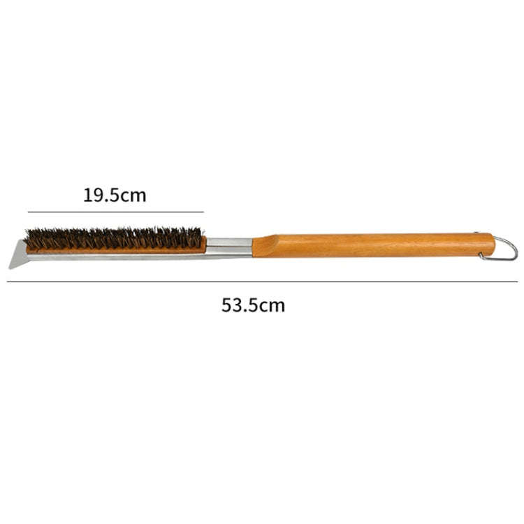 21 Inch Wooden Handle Pizza Oven Brush with Stone Scraper, Spec: Stainless Steel Wire Bristles Pr...