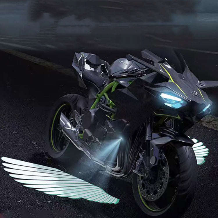 1pair Motorcycle Angel Wings Welcome Light LED Chassis Modified Wings Projector Light(Red)