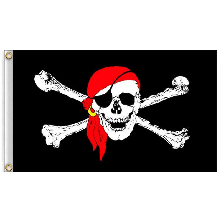 60x90cm Bar Haunted House Pirate Skeleton Flag Halloween Hanging Cloth, Style: Red Headscarf