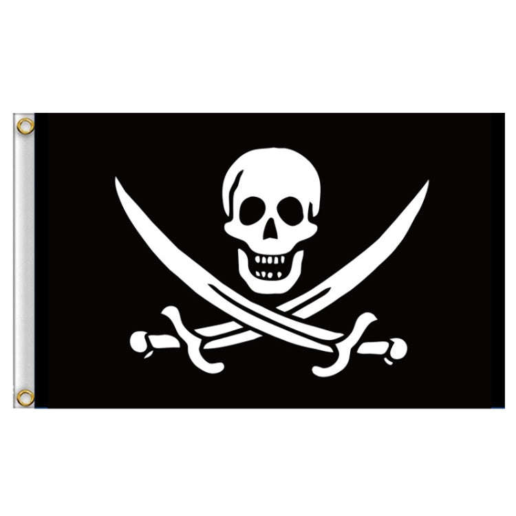 60x90cm Bar Haunted House Pirate Skeleton Flag Halloween Hanging Cloth, Style: Bald Knife And Fork