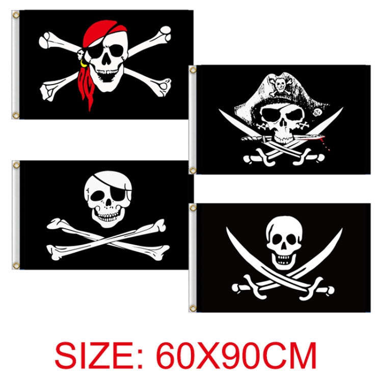 60x90cm Bar Haunted House Pirate Skeleton Flag Halloween Hanging Cloth, Style: Red Headscarf