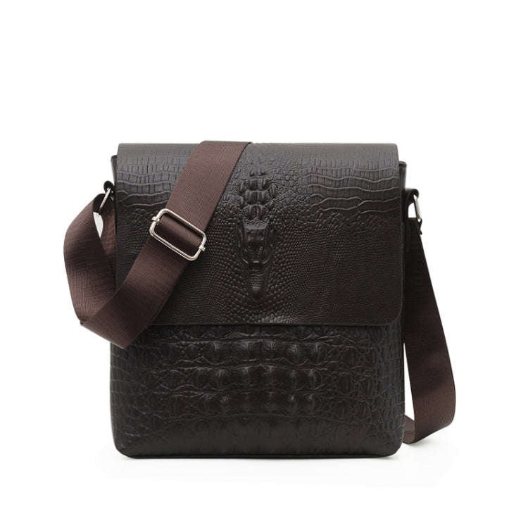 Men Vertical PU Leather Shoulder Bag Water-Repellent Casual Briefcase(Brown)