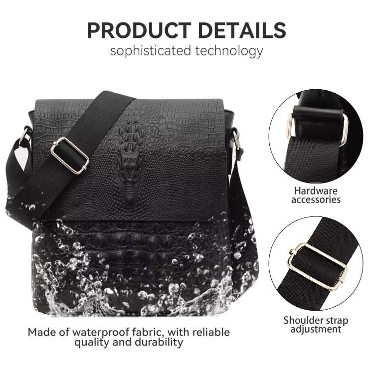 Men Vertical PU Leather Shoulder Bag Water-Repellent Casual Briefcase(Brown)