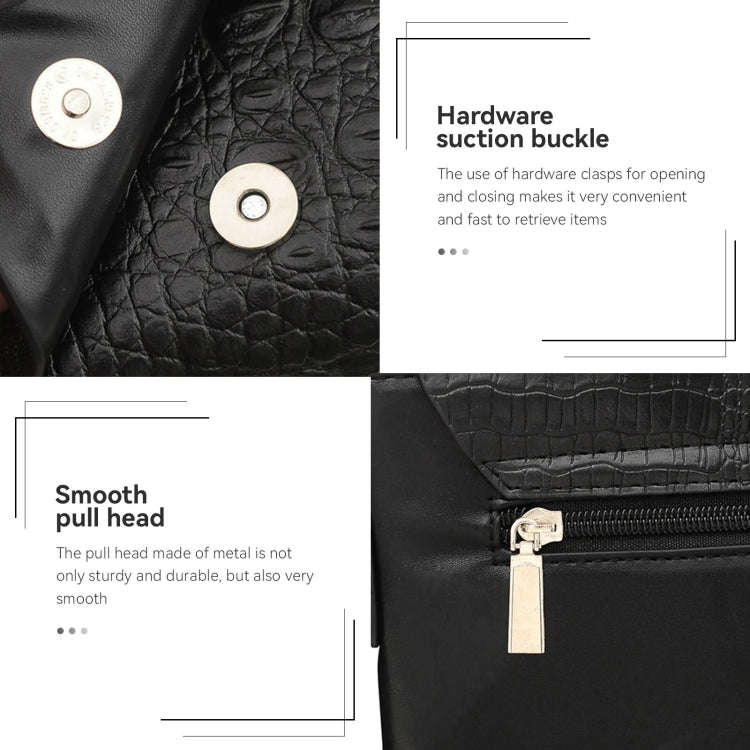 Men Vertical PU Leather Shoulder Bag Water-Repellent Casual Briefcase(Black)
