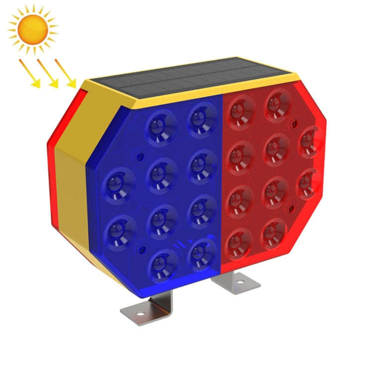 C1A Solar Powered Double Sided LED Barricade Light Traffic Signal Red And Blue Strobe Road Warnin...