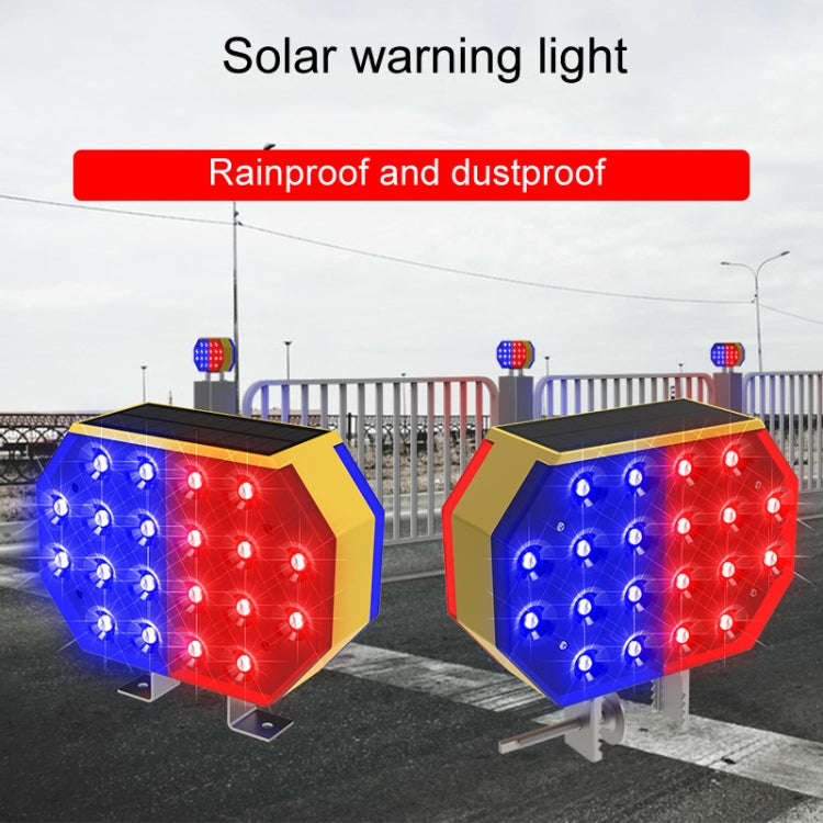 C1A Solar Powered Double Sided LED Barricade Light Traffic Signal Red And Blue Strobe Road Warnin...