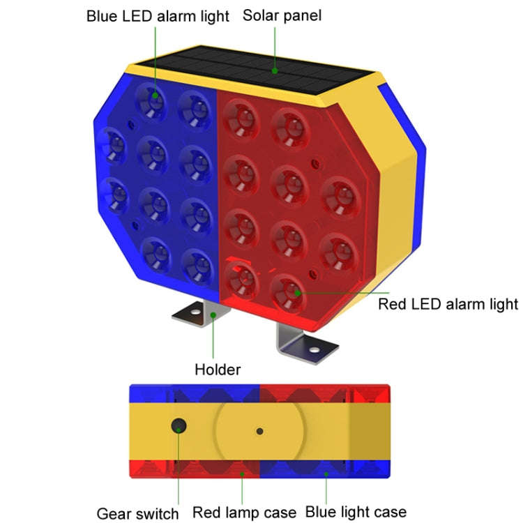 C1A Solar Powered Double Sided LED Barricade Light Traffic Signal Red And Blue Strobe Road Warnin...