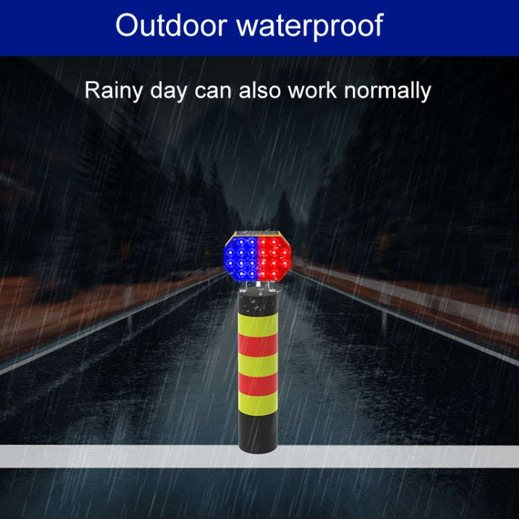 C1A Solar Powered Double Sided LED Barricade Light Traffic Signal Red And Blue Strobe Road Warnin...