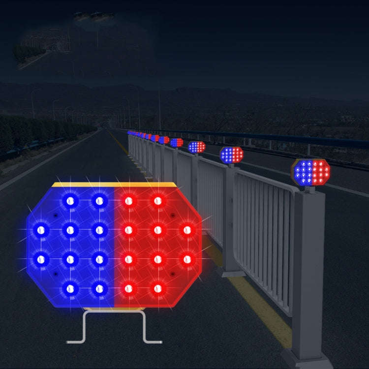 C1A Solar Powered Double Sided LED Barricade Light Traffic Signal Red And Blue Strobe Road Warnin...