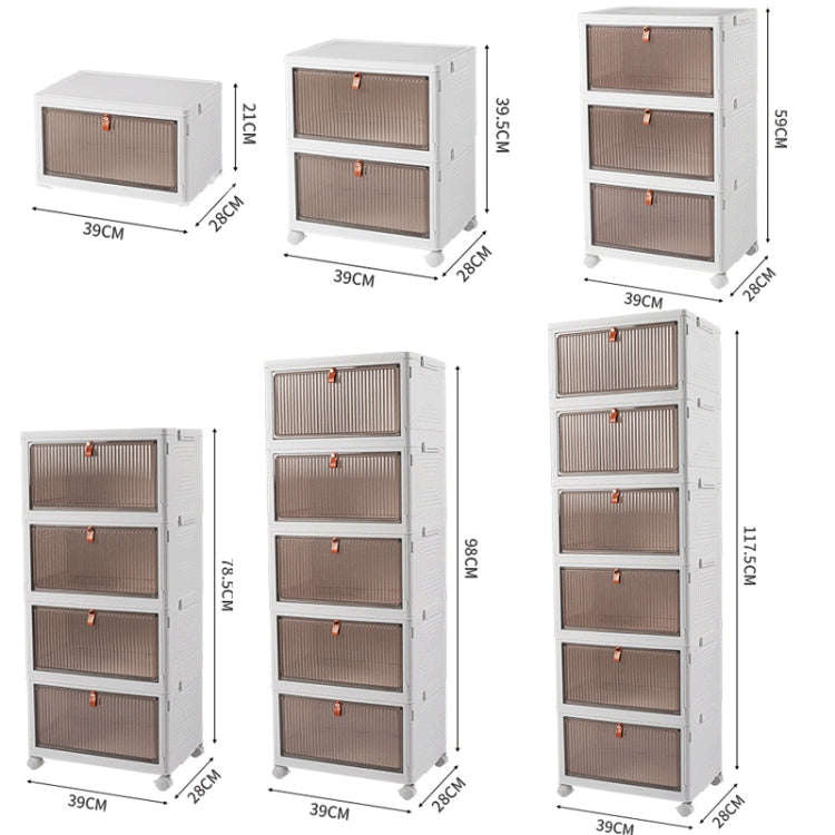 2-Tier Stackable Plastic Storage Bins With Wheels & Magnetic Door For Snacks, Clothes, Kitchen Su...