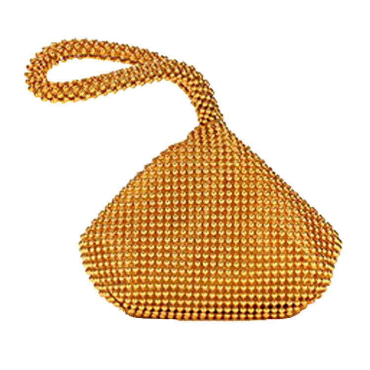 Evening Clutch Bag Ladies Banquet Soft Beaded Handbag(Gold)