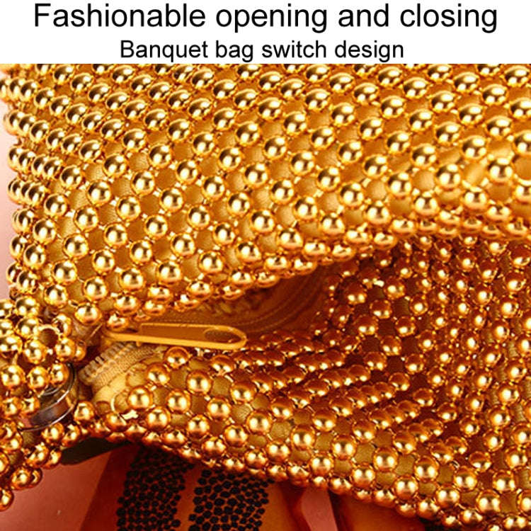 Evening Clutch Bag Ladies Banquet Soft Beaded Handbag(Gold)