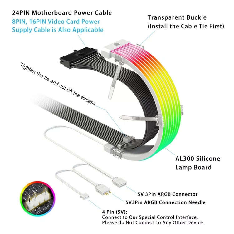 AOSOR AL300 Computer Glow Line ARGB Neon Cable Motherboard Chassis Light Strip Light Board Decora...