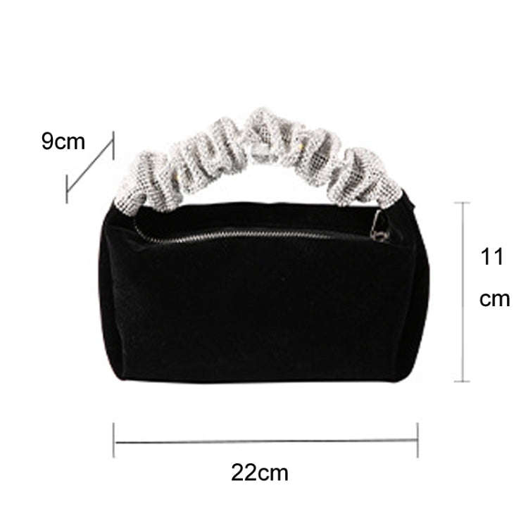 Velvet With Rhinestones Evening Bag Ladies Banquet Evening Clutch Bag(Black)