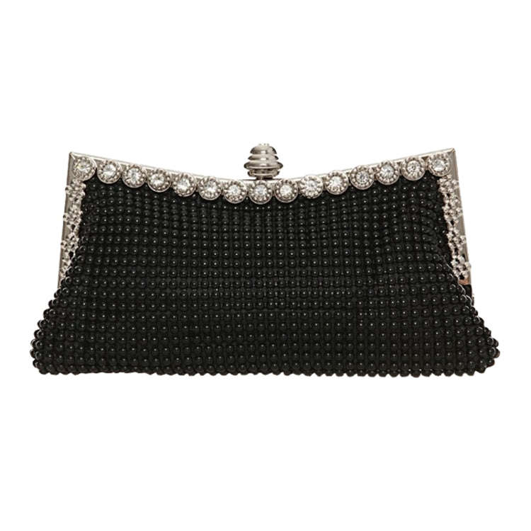 Aluminum Beads Rhinestone Evening Bag Ladies Banquet Evening Clutch Bag(Black)