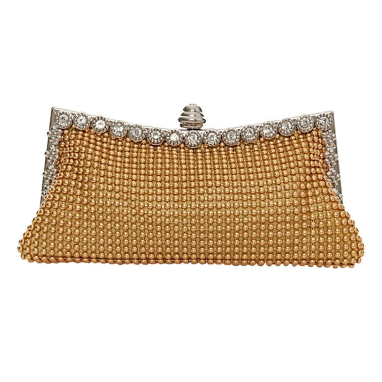 Aluminum Beads Rhinestone Evening Bag Ladies Banquet Evening Clutch Bag(Gold)