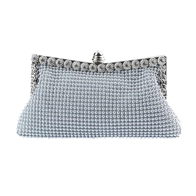 Aluminum Beads Rhinestone Evening Bag Ladies Banquet Evening Clutch Bag(Silver)