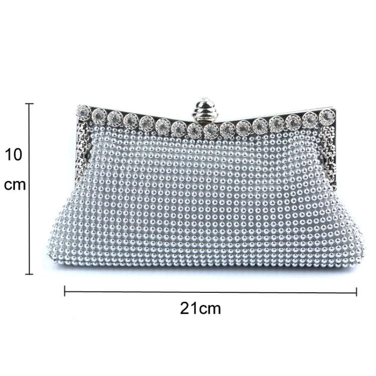 Aluminum Beads Rhinestone Evening Bag Ladies Banquet Evening Clutch Bag(Silver)