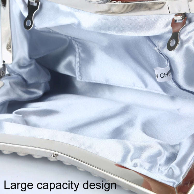 Aluminum Beads Rhinestone Evening Bag Ladies Banquet Evening Clutch Bag(Silver)