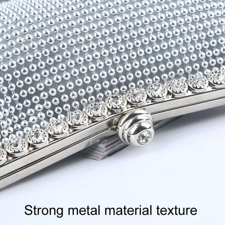 Aluminum Beads Rhinestone Evening Bag Ladies Banquet Evening Clutch Bag(Gold)