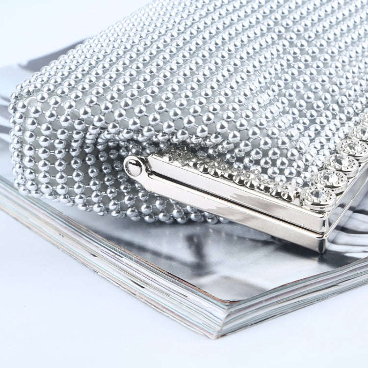Aluminum Beads Rhinestone Evening Bag Ladies Banquet Evening Clutch Bag(Silver)